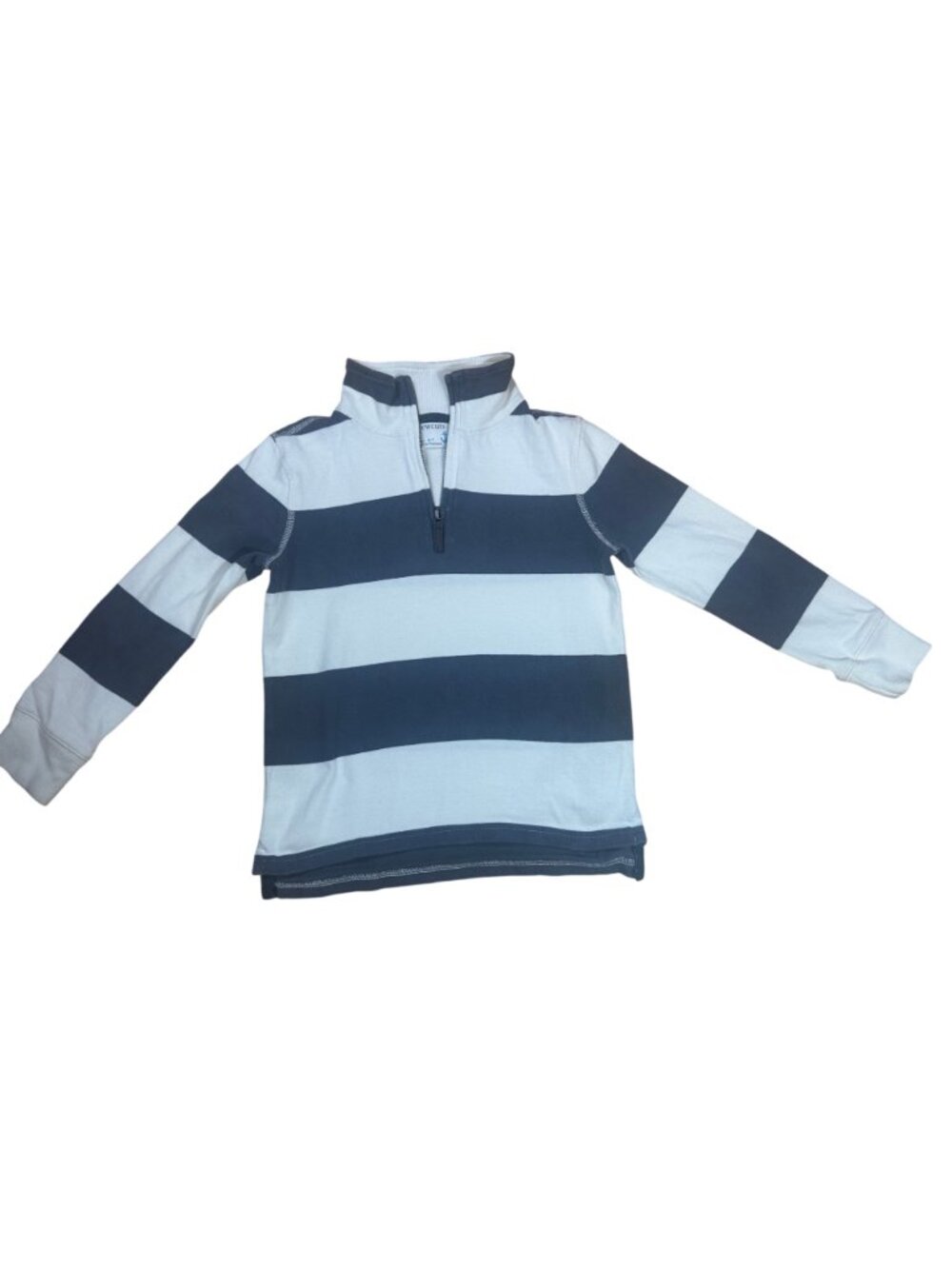 Crewcuts Sweatshirt 6-7 Gray White Striped Quarter Zip Cotton Nautical Preppy